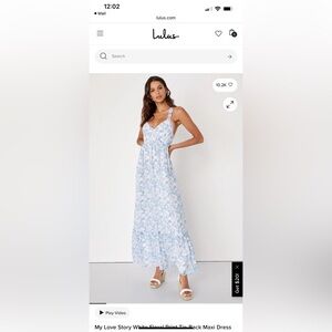 Lulu's White and Blue Floral Maxi Dress